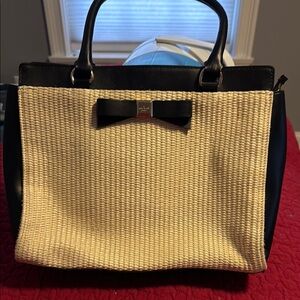 Kate Spade Black and Cream Satchel with Elegant Bow